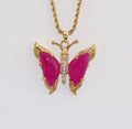Pink jade butterfly necklace