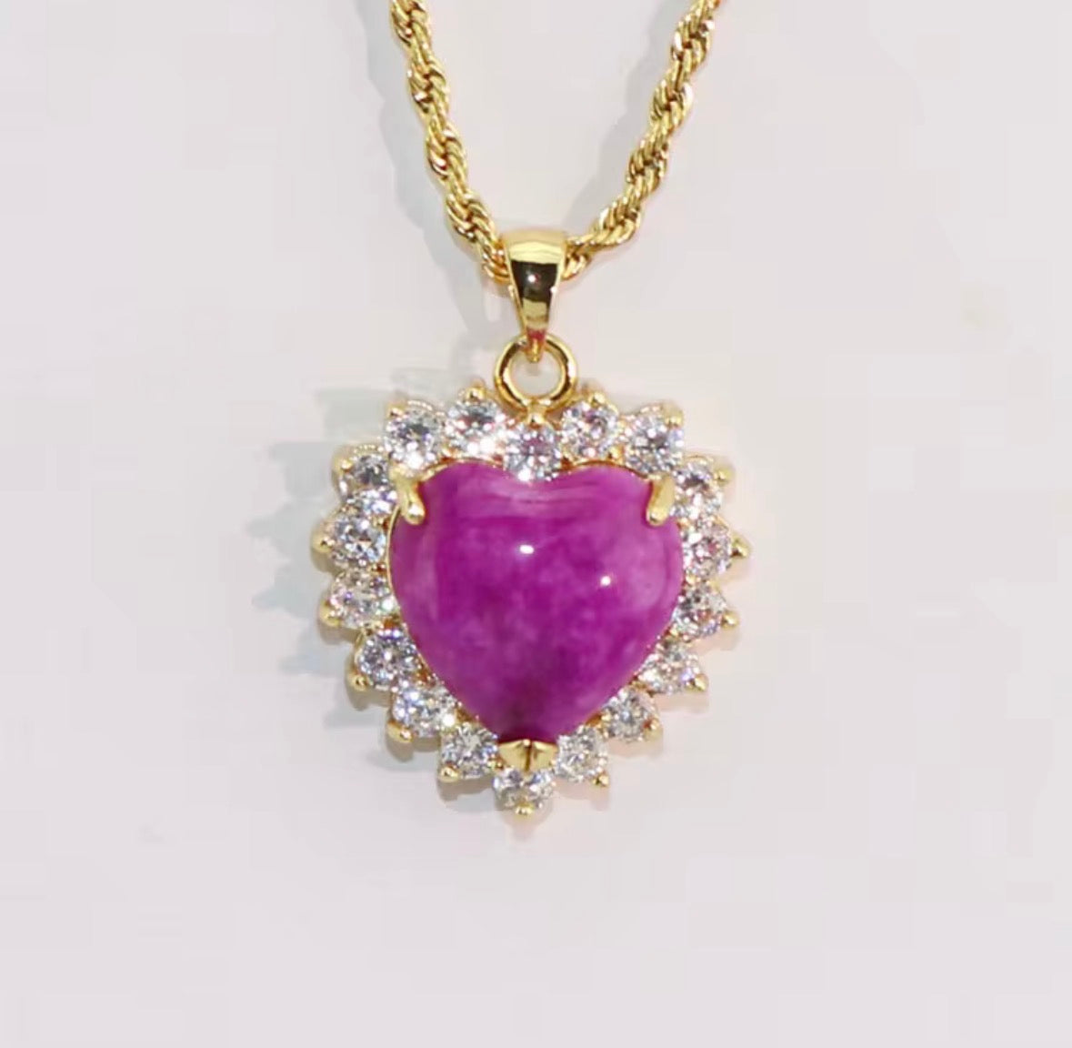 Purple heart jade necklace