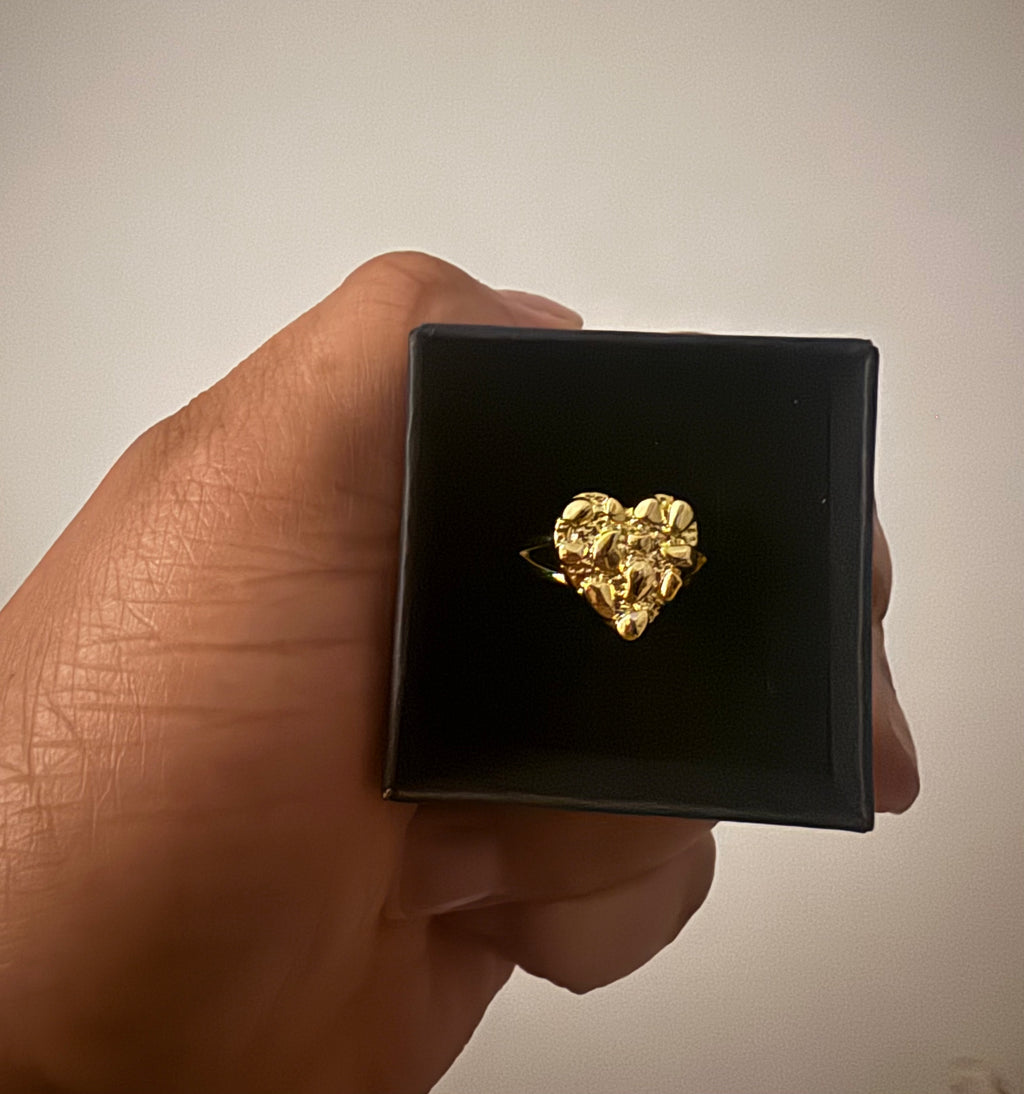 14k Heart nugget ring