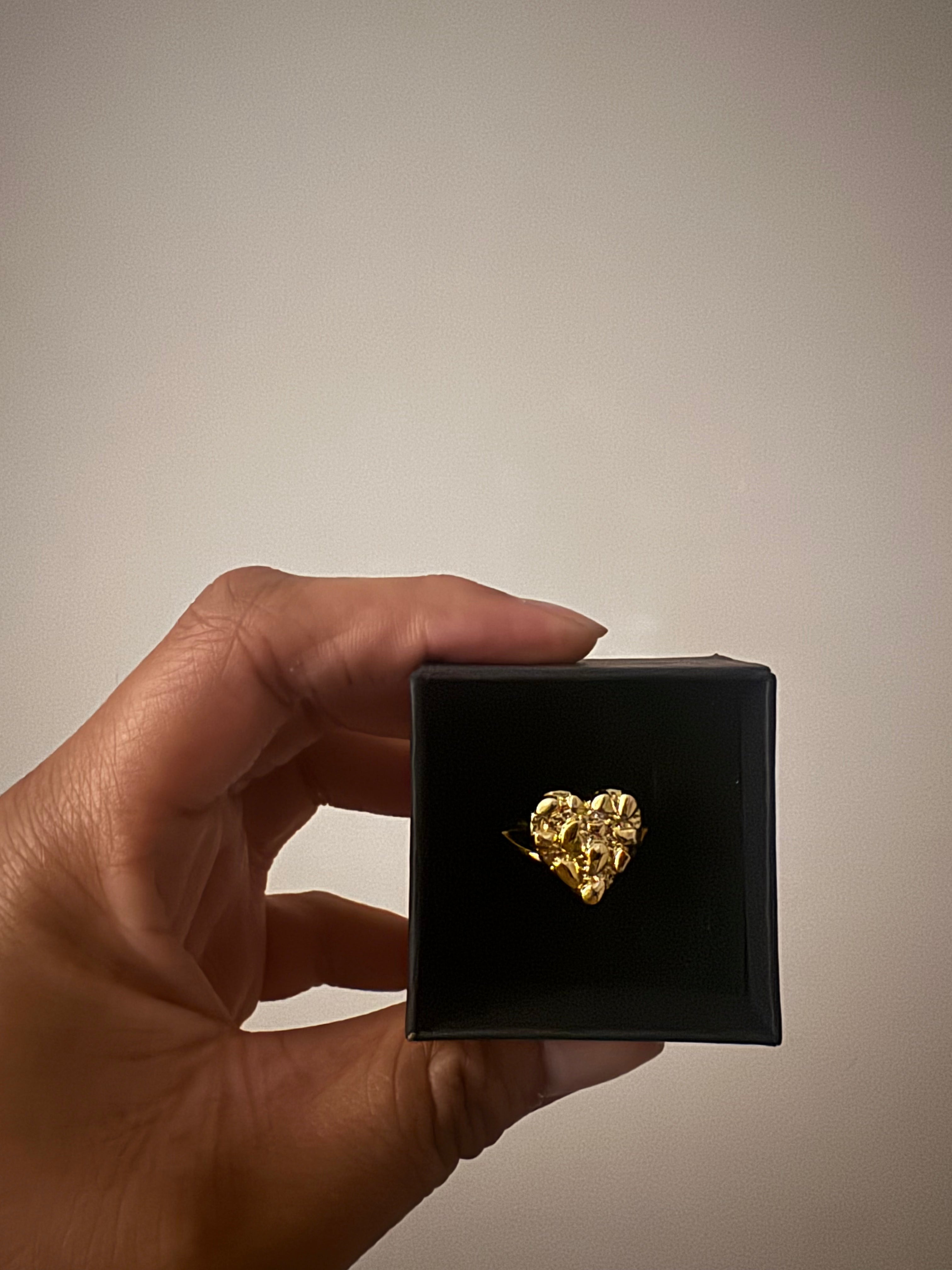 14k Heart nugget ring
